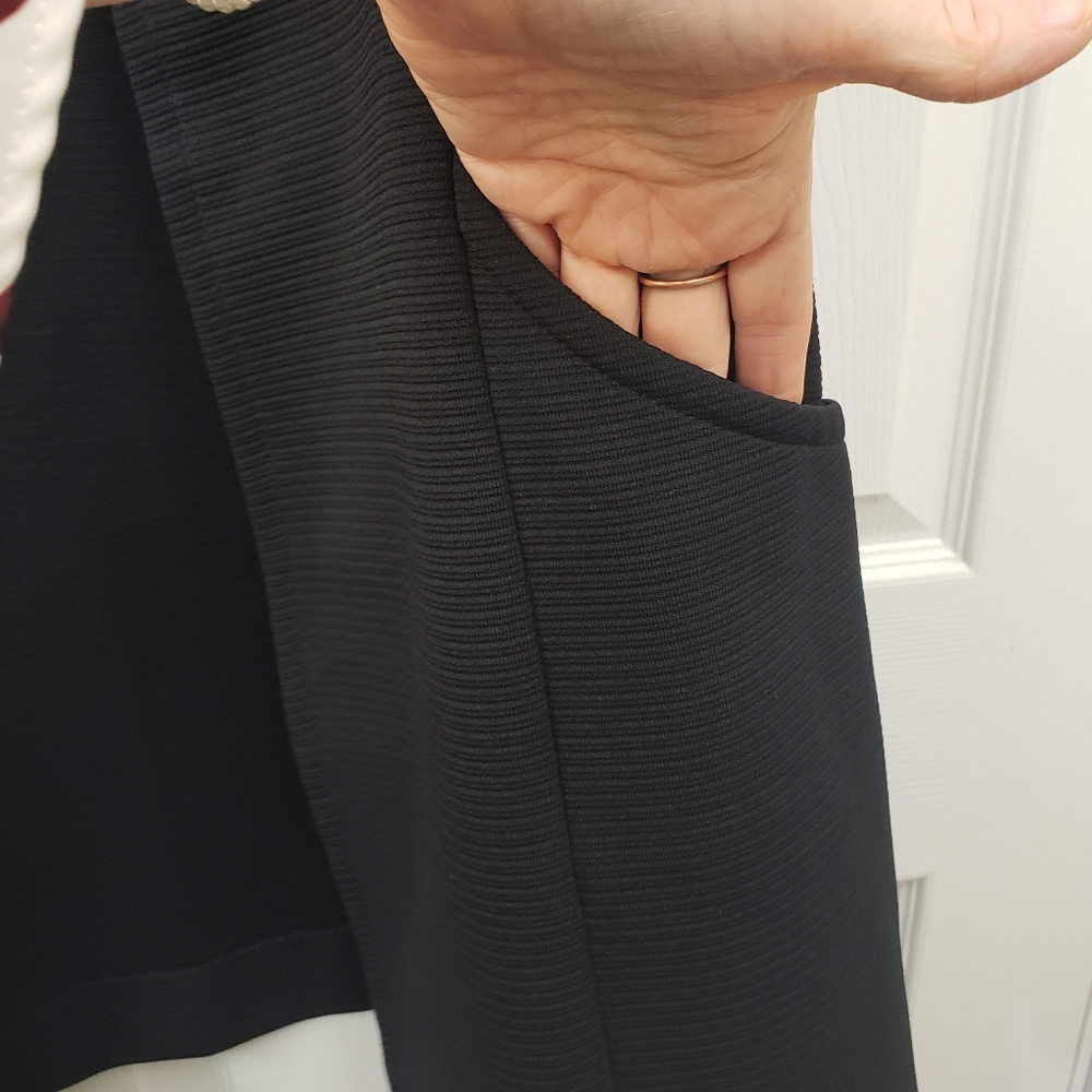 The Collection, black open front, textured, long sleeveless vest cardigan, LG - Picture 5 of 16